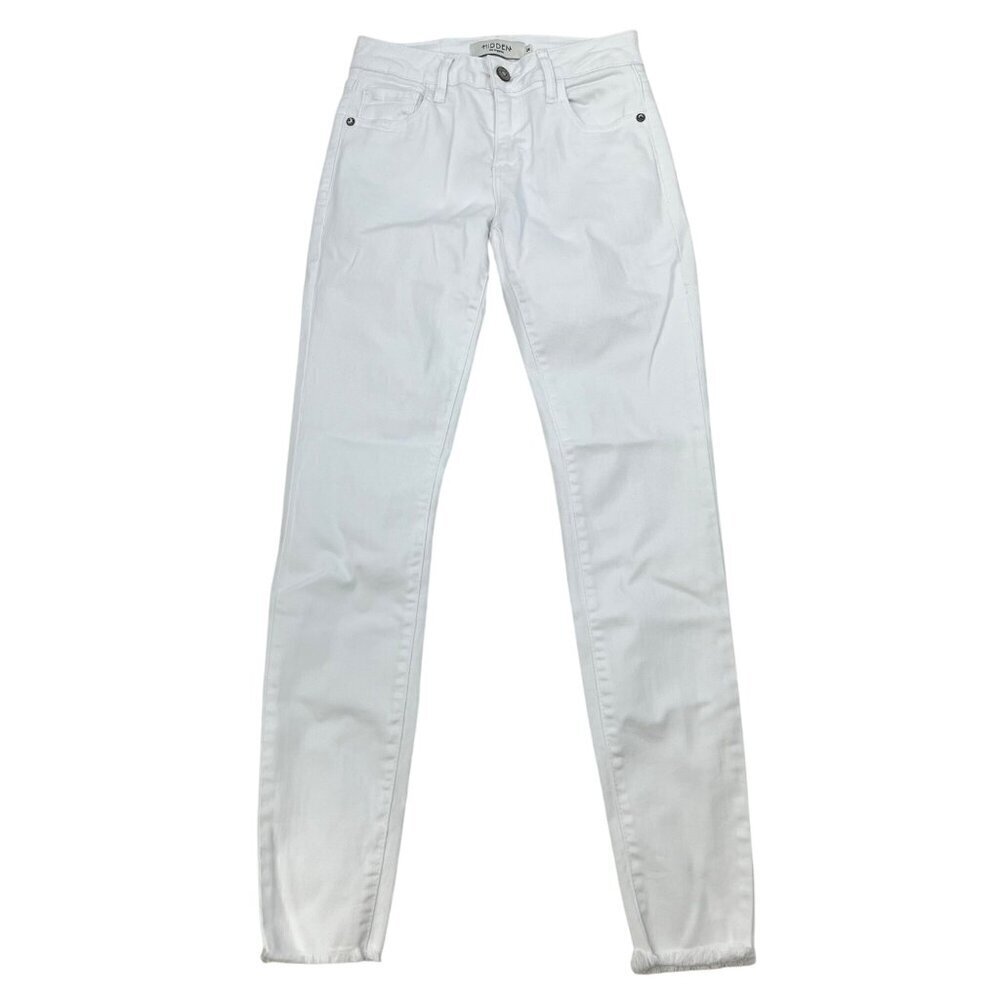 Hidden Womens Amelia Skinny Jeans White Size 24 Waist Raw Cuff